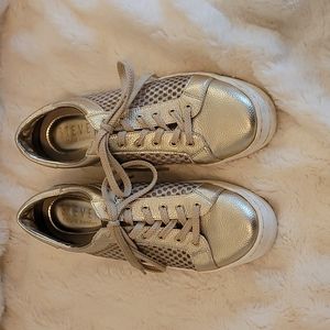 Womens gold leather DESIGNER sneakers.